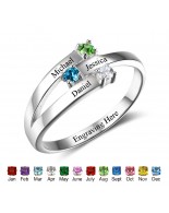 Mother's Birthstone Ring, Sterling Silver Personalized Engravable Ring JEWJORI102505